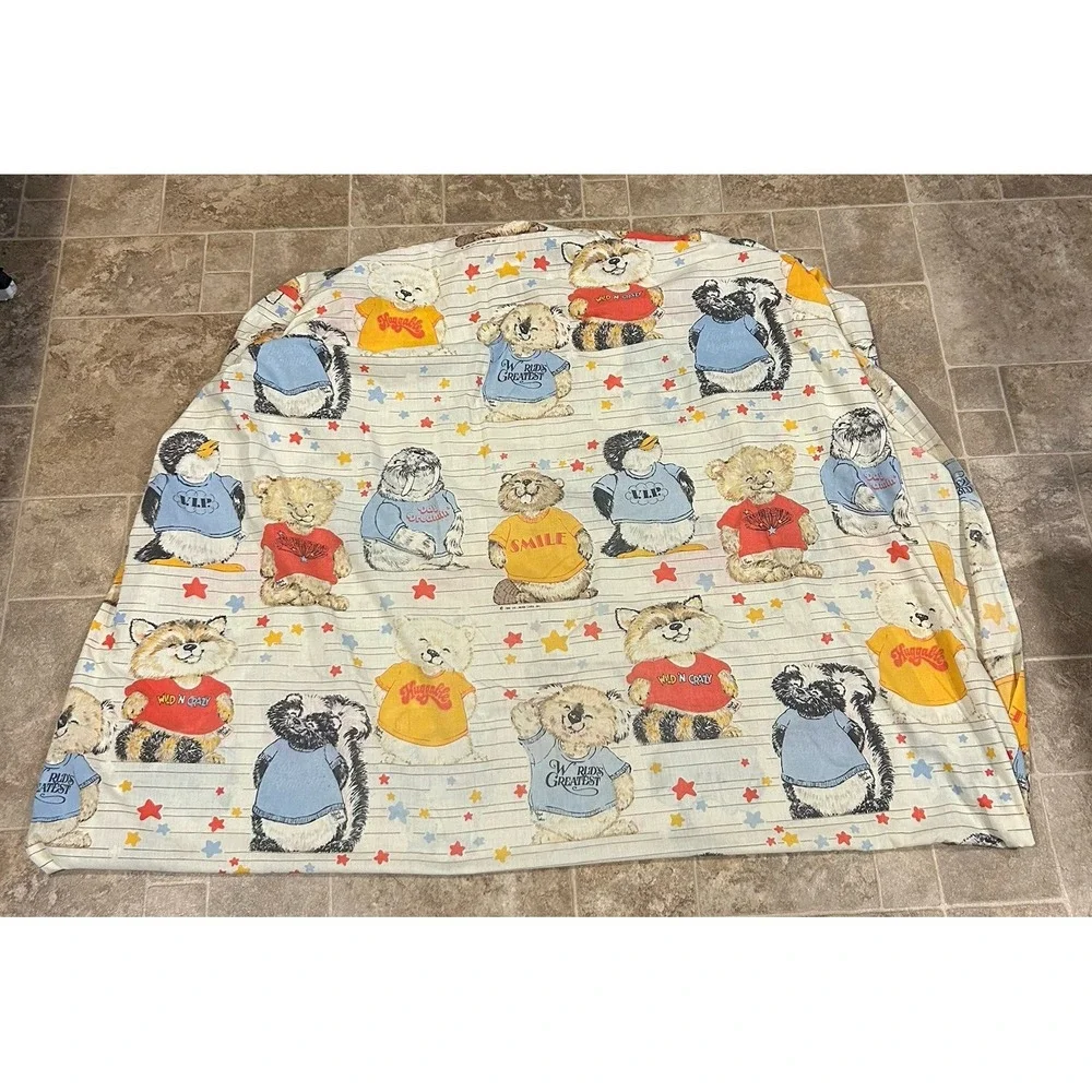 Vintage Shirt Tales‎ Kid Twin Bed Fitted Sheet 1980 Hallmark Brand Dan River